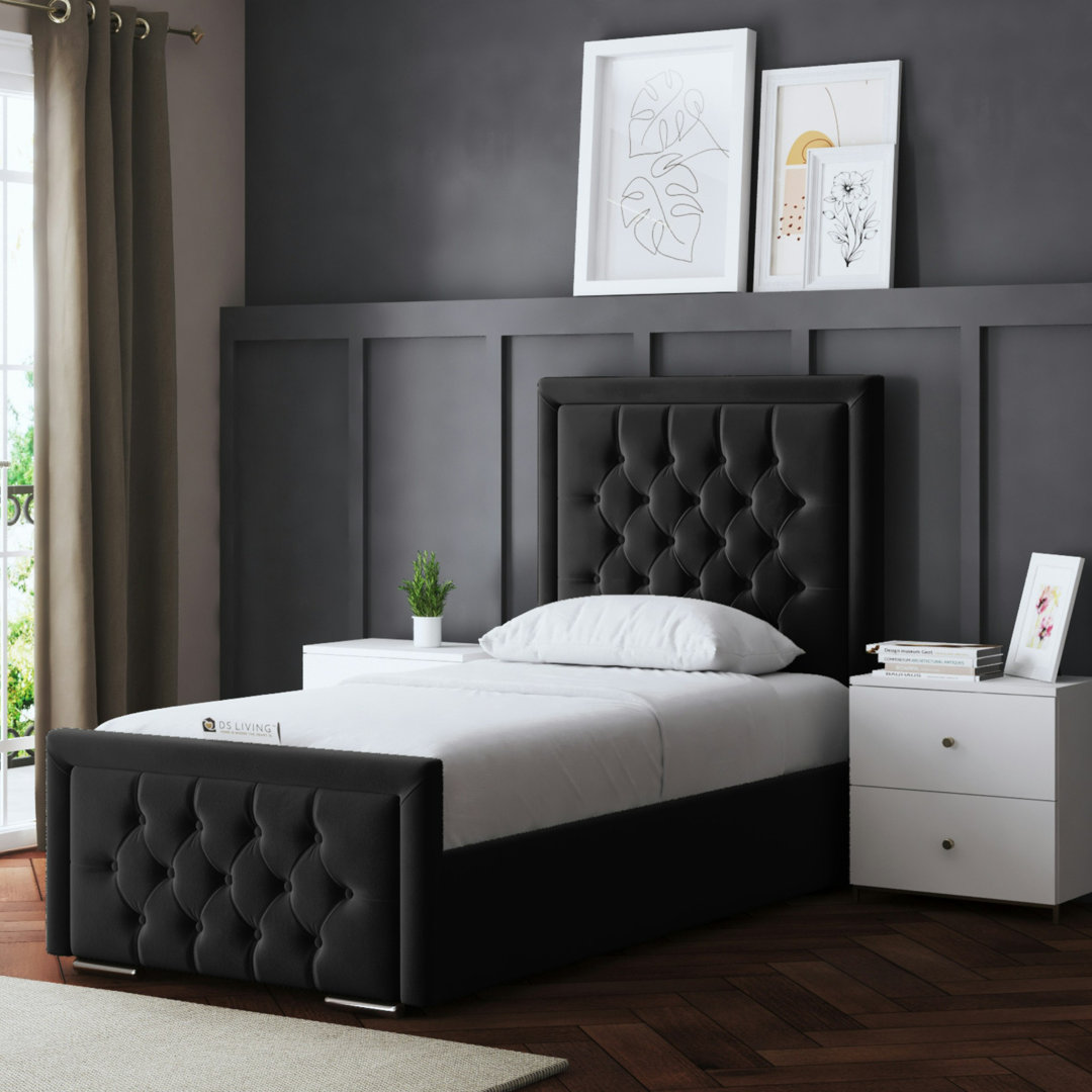 DS Living Allegra Upholstered Bed with Headboard Black Single (3')